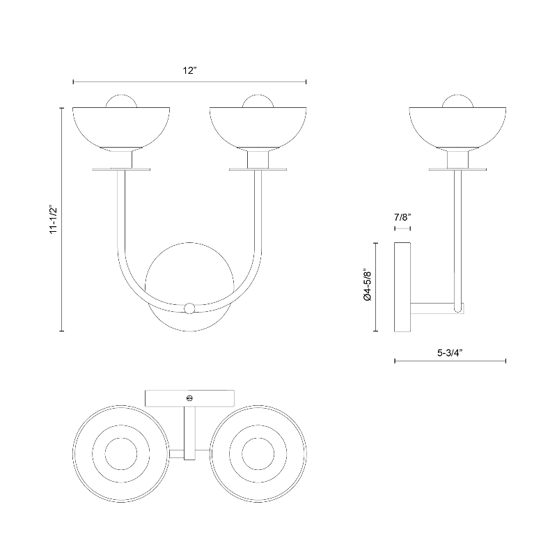 Alora Mood WV515212 Sylvia 2-lt 12" Wall Sconce