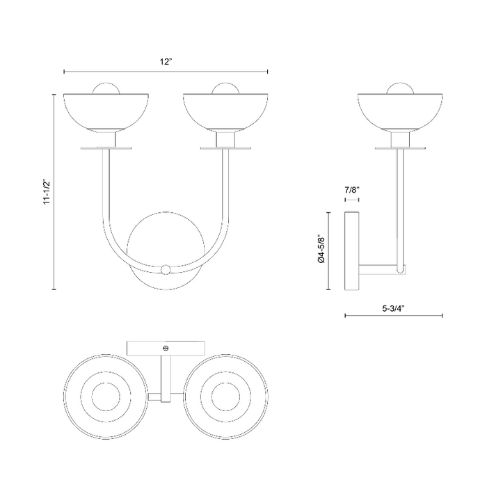 Alora Mood WV515212 Sylvia 2-lt 12" Wall Sconce