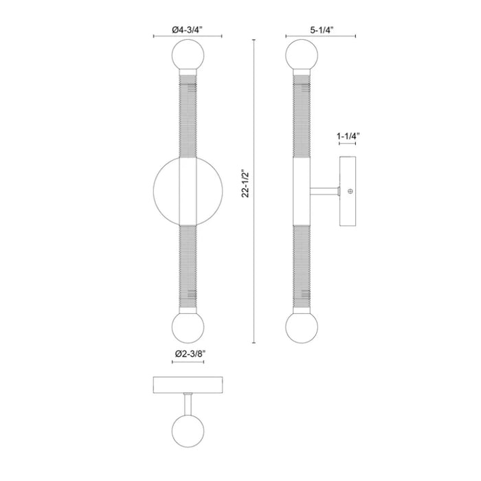 Alora Mood WV612223-UNV Arden 2-lt 23" Tall LED Vanity Light