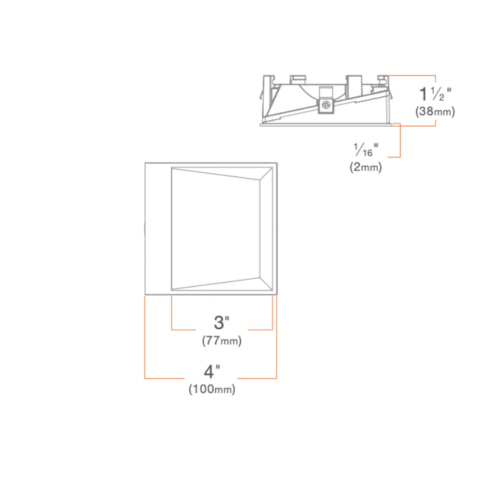 DMF M4TSW M Series 4" Square Wall Wash Flangeless Trim