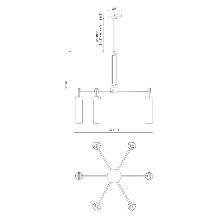Alora CH355632 Wynwood 6-lt 32" Chandelier