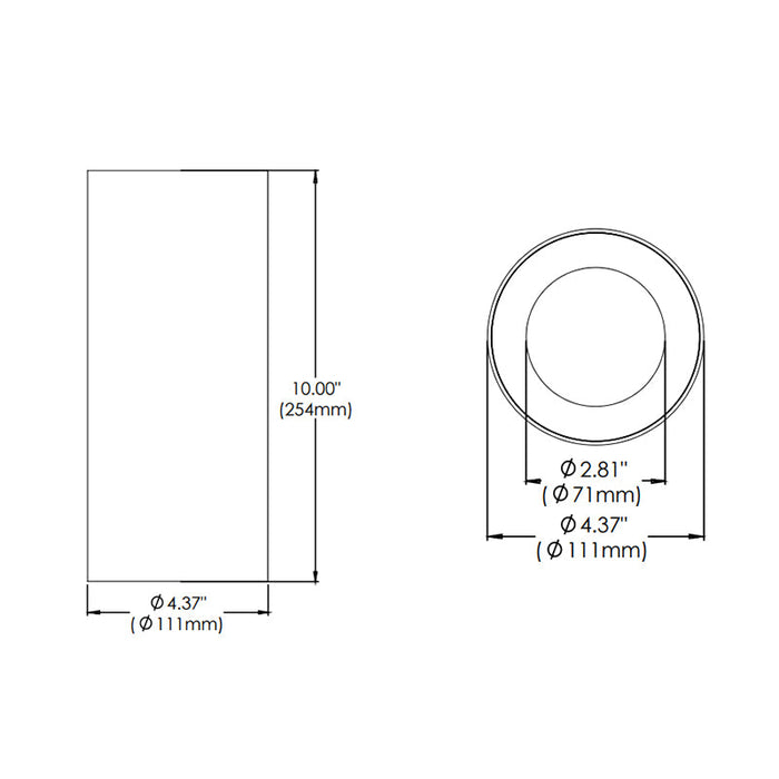 Eurofase WHSS-BR10 Whiskey Broad 10" 26W LED Cylinder, Surface Mount, Solite Diffuser