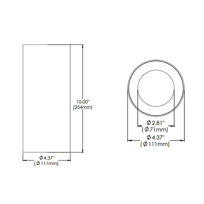 Eurofase WHSS-BR10 Whiskey Broad 10" 13W LED Cylinder, Surface Mount, Clear Diffuser