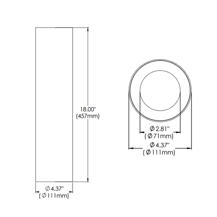 Eurofase WHSS-BR18 Whiskey Broad 18" 13W LED Cylinder, Surface Mount, Clear Diffuser