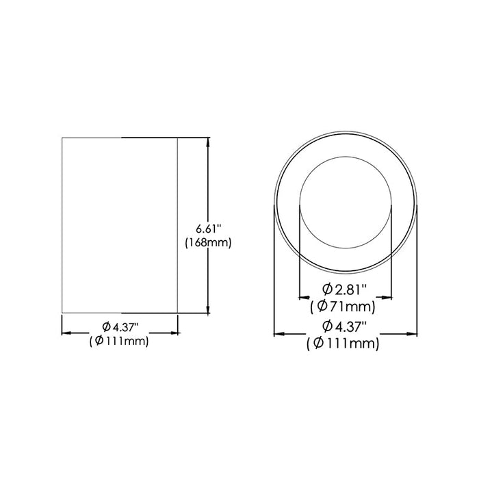 Eurofase WHSS-BR6 Whiskey Broad 6" 26W LED Cylinder, Surface Mount, Clear Diffuser