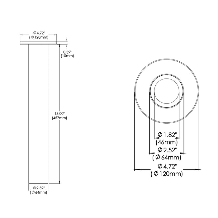 Eurofase WHSS-SL18 Whiskey Slim 18" 13W LED Cylinder, Surface Mount, Clear Diffuser