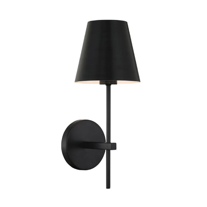 Crystorama XAV-B8321 Xavier 1-lt 15" Tall Wall Sconce - Matte Black/Black