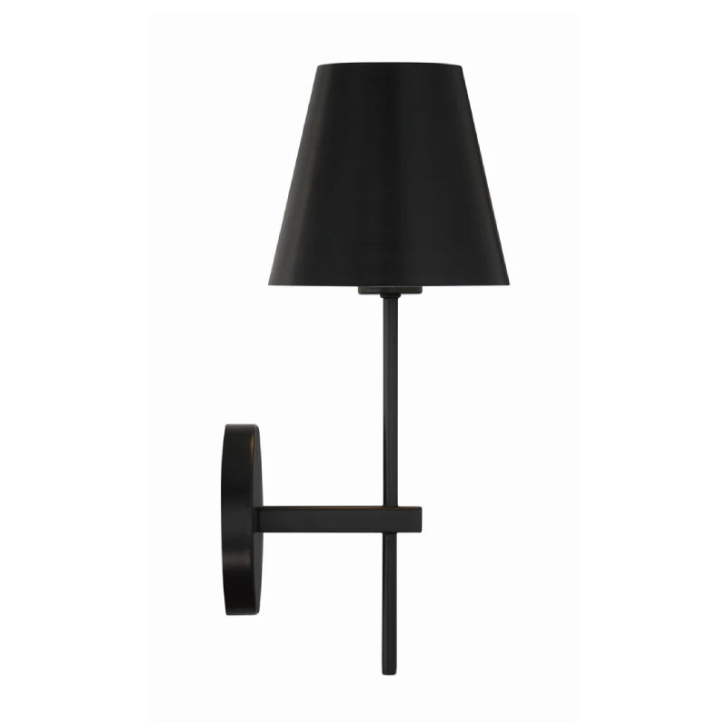 Crystorama XAV-B8321 Xavier 1-lt 15" Tall Wall Sconce - Matte Black/Black