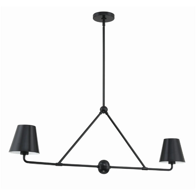 Crystorama XAV-B9302 Xavier 2-lt 42" Linear Chandelier - Matte Black/Black