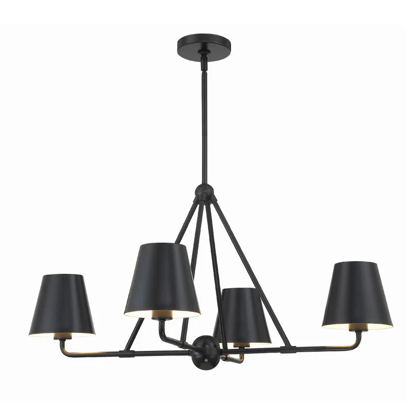 Crystorama XAV-B9304 Xavier 4-lt 32" Chandelier - Matte Black/Black