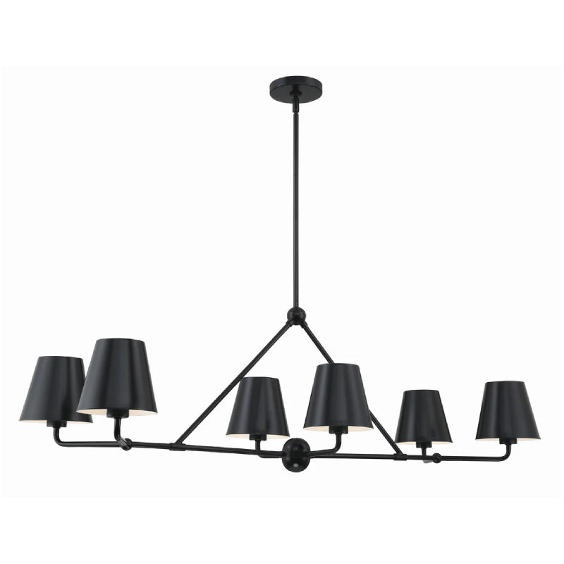 Crystorama XAV-B9306 Xavier 6-lt 46" Linear Chandelier - Matte Black/Black