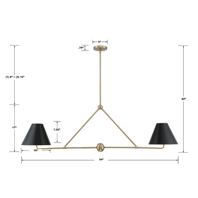 Crystorama XAV-B9307 Xavier 4-lt 54" Linear Chandelier