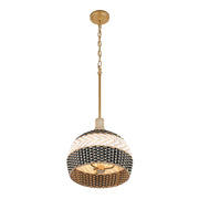 Crystorama ZAN-9003 Zanzibar 3-lt 14" Pendant - Rattan/Black