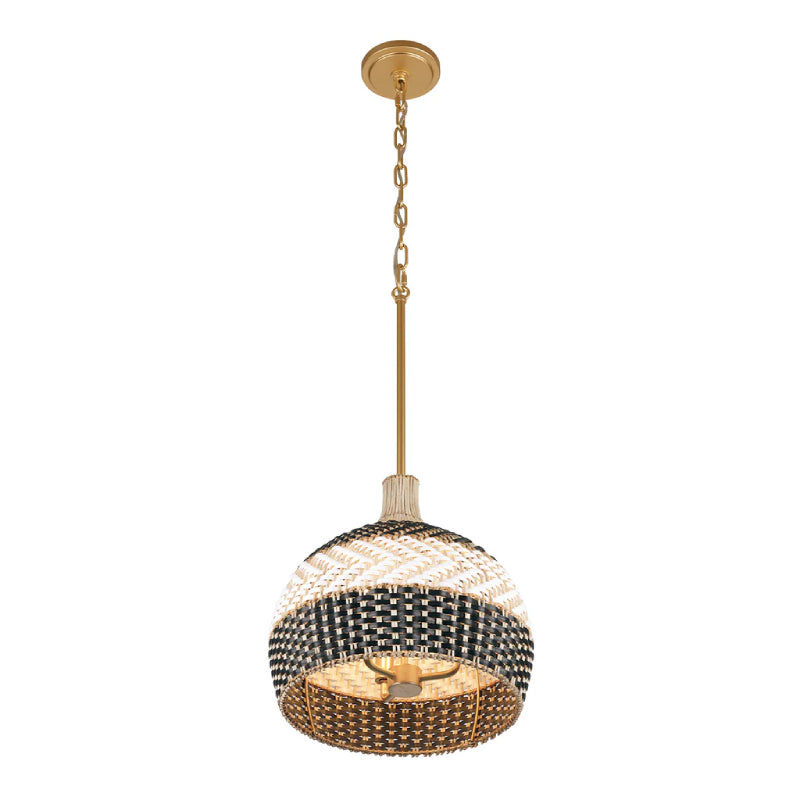 Crystorama ZAN-9003 Zanzibar 3-lt 14" Pendant - Rattan/Black