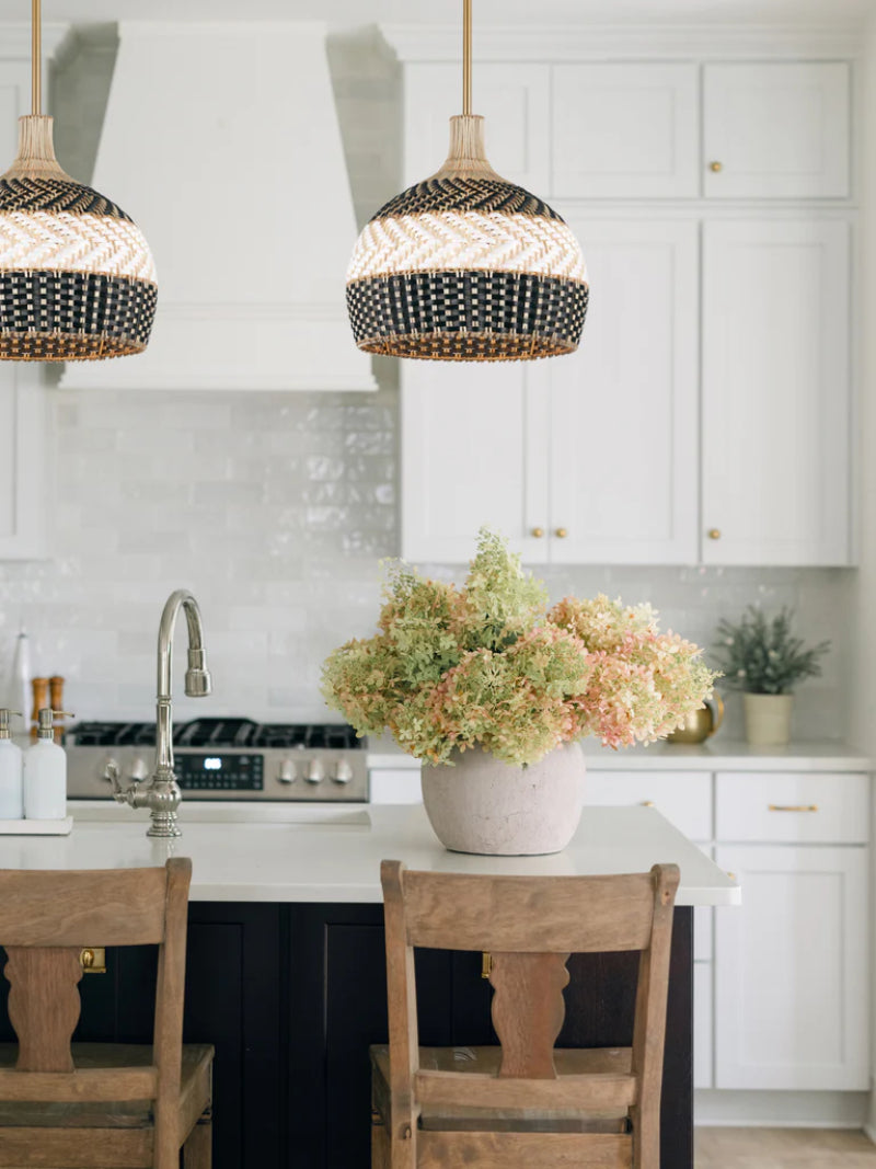 Crystorama ZAN-9003 Zanzibar 3-lt 14" Pendant - Rattan/Black