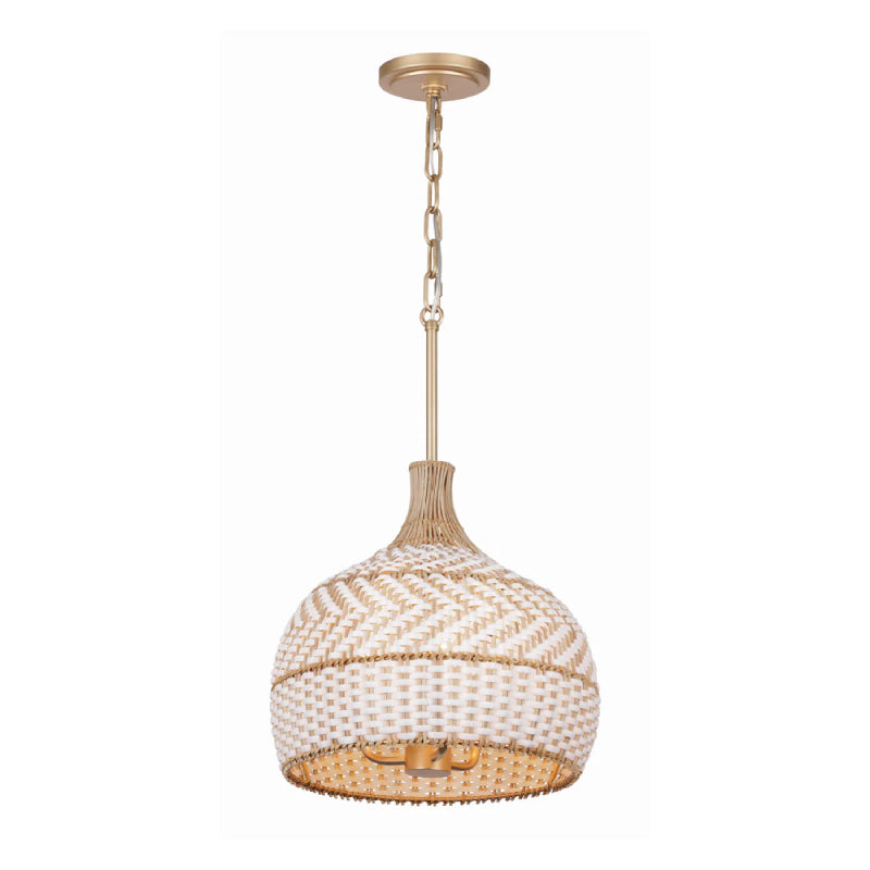 Crystorama ZAN-9003 Zanzibar 3-lt 14" Pendant - Rattan/White