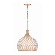 Crystorama ZAN-9003 Zanzibar 3-lt 14" Pendant - Rattan/White