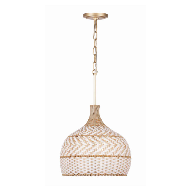 Crystorama ZAN-9003 Zanzibar 3-lt 14" Pendant - Rattan/White