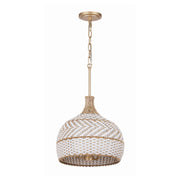 Crystorama ZAN-9003 Zanzibar 3-lt 14" Pendant - Rattan/White