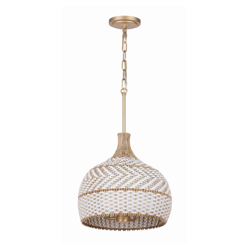 Crystorama ZAN-9003 Zanzibar 3-lt 14" Pendant - Rattan/White