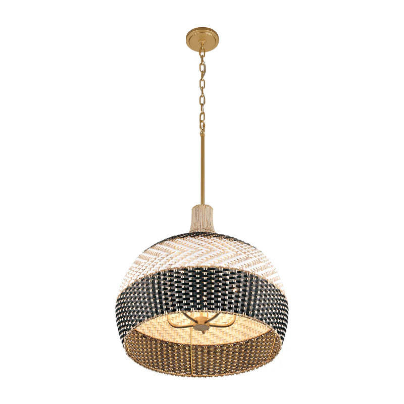 Crystorama ZAN-9005 Zanzibar 5-lt 21" Pendant - Rattan/Black