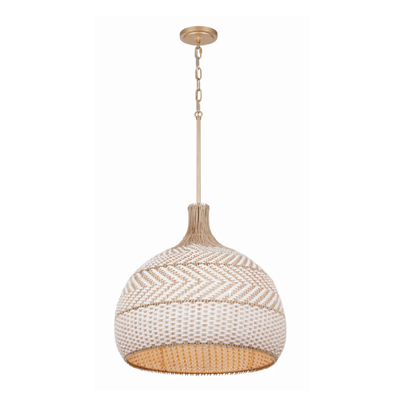 Crystorama ZAN-9005 Zanzibar 5-lt 21" Pendant - Rattan/White