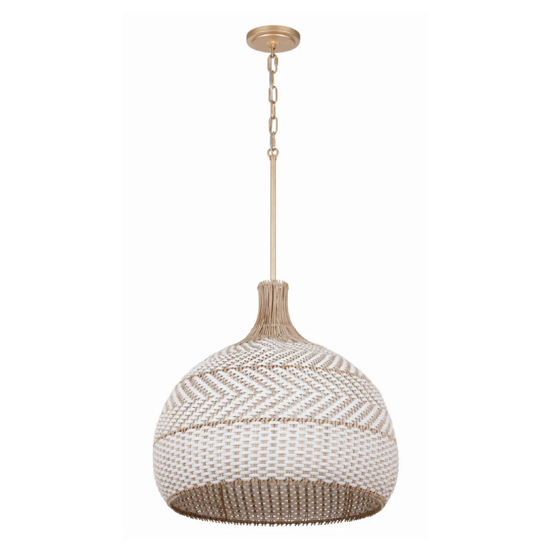 Crystorama ZAN-9005 Zanzibar 5-lt 21" Pendant - Rattan/White