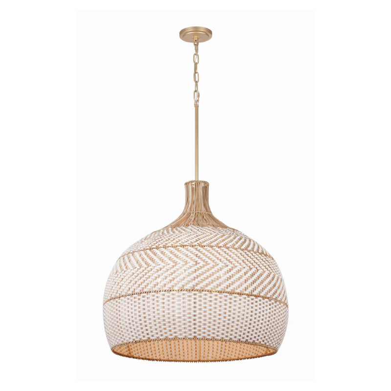 Crystorama ZAN-9006 Zanzibar 6-lt 26" Pendant - Rattan/White