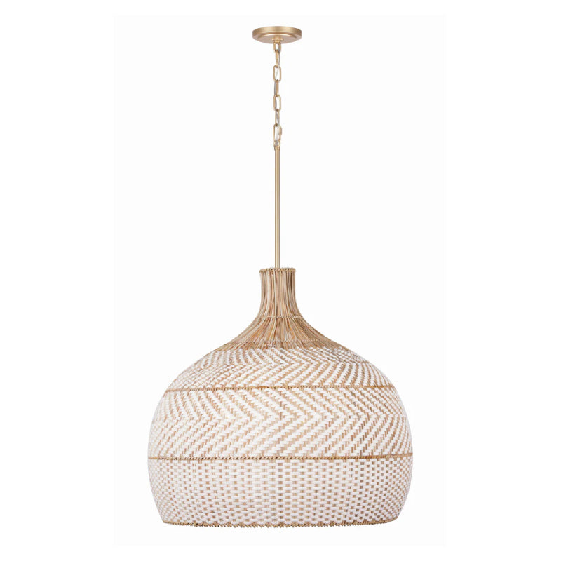 Crystorama ZAN-9006 Zanzibar 6-lt 26" Pendant - Rattan/White
