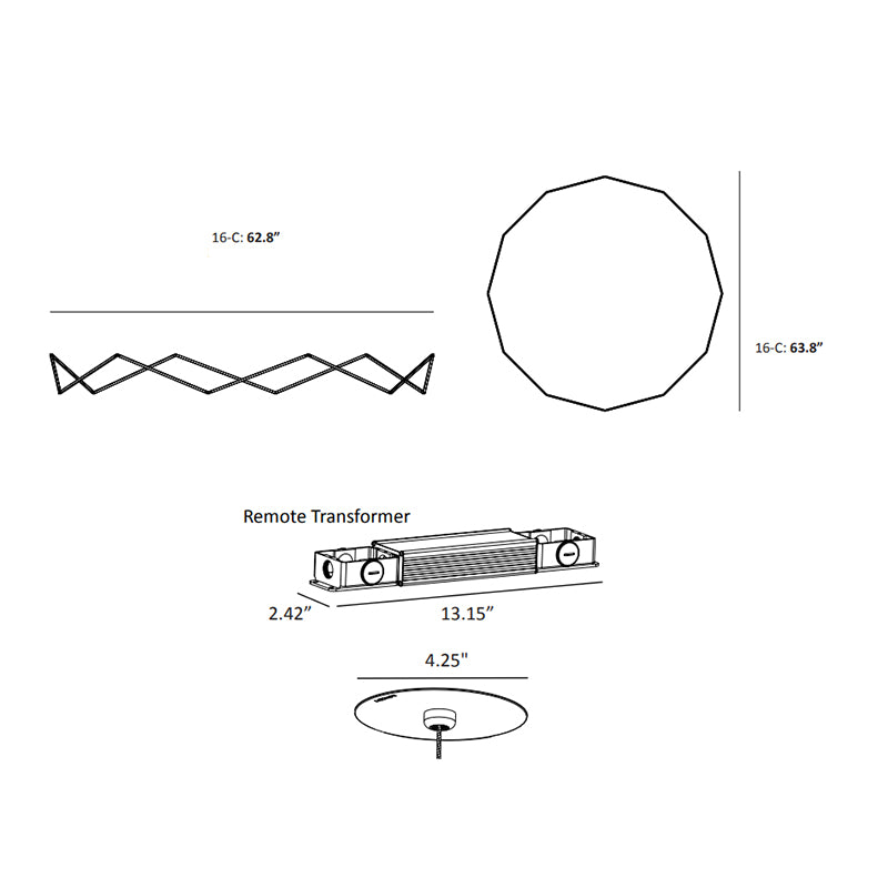 Koncept ZBP-16-C Z-Bar Pendant Crown 12-lt 64" LED Pendant
