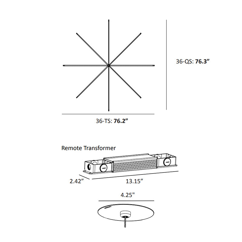 Koncept ZBP-36-QS Z-Bar Quad Star 8-lt 76" LED Pendant