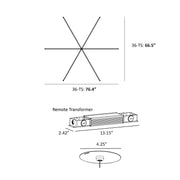 Koncept ZBP-36-TS Z-Bar Tri-Star 6-lt 76" LED Pendant