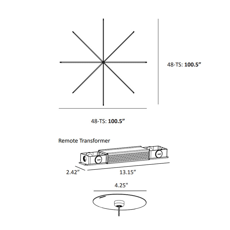 Koncept ZBP-48-QS Z-Bar Quad Star 8-lt 101" LED Pendant
