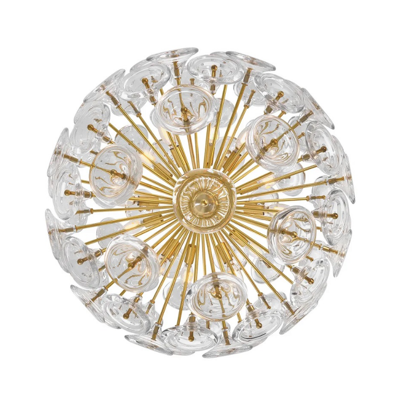 Fredrick Ramond FR46905 Maya 12-lt 30" LED Chandelier - Unlacquered Brass/Clear Glass