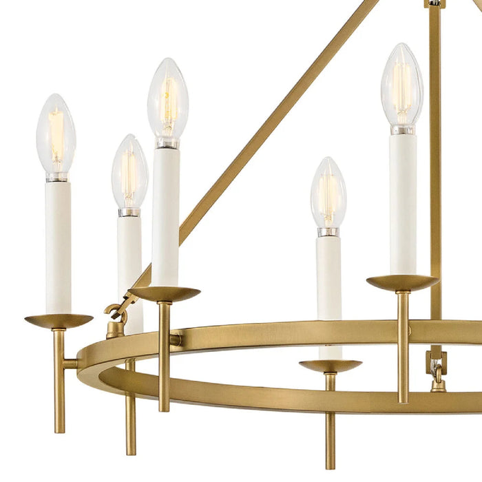 Hinkley 47475 Copley 9-lt 28" LED Chandelier - Lacquered Brass