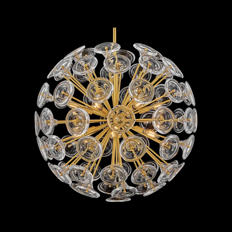 Fredrick Ramond FR46905 Maya 12-lt 30" LED Chandelier - Unlacquered Brass/Clear Glass