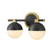 Hinkley 54562 Bowie 2-lt 14" LED Vanity - Lacquered Brass with Black accents