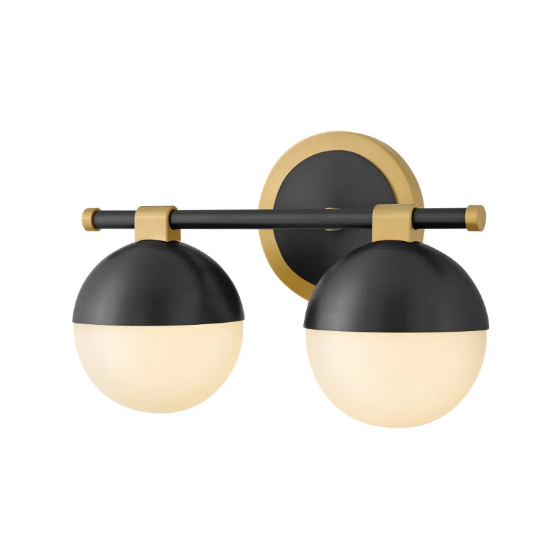 Hinkley 54562 Bowie 2-lt 14" LED Vanity - Lacquered Brass with Black accents