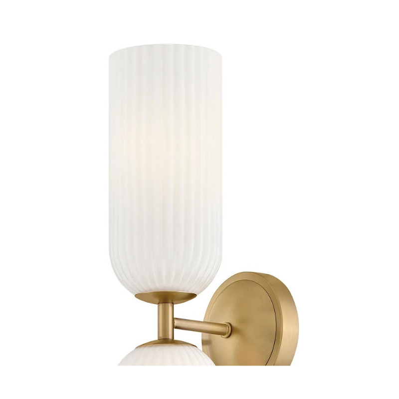 Hinkley 57472 Ava 2-lt 16" Tall LED Wall Sconce - Lacquered Brass/Cased Opal Ribbed Glass