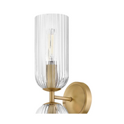 Hinkley 57472 Ava 2-lt 16" Tall LED Wall Sconce - Lacquered Brass/Clear Ribbed Glass