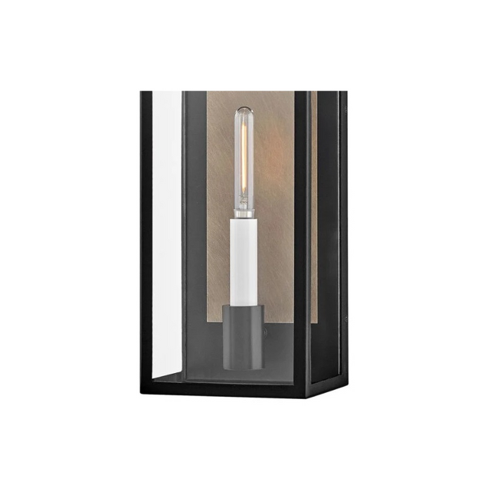 Hinkley 10660 Campbell 1-lt 16" Tall LED Outdoor Wall Mount Lantern - Black with Burnished Bronze accents