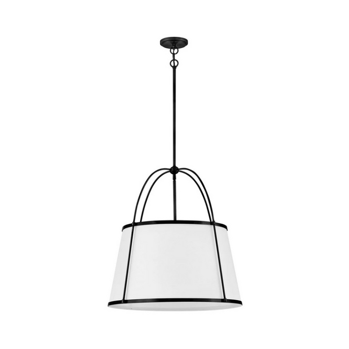 Hinkley 4895 Clarke 4-lt 25" LED Chandelier, Linen Shade - Black