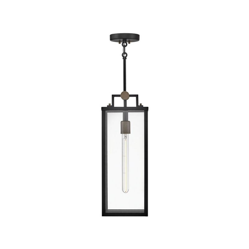 Hinkley 23012 Catalina 1-lt 8" LED Hanging Lantern - Black with Burnished Bronze accents