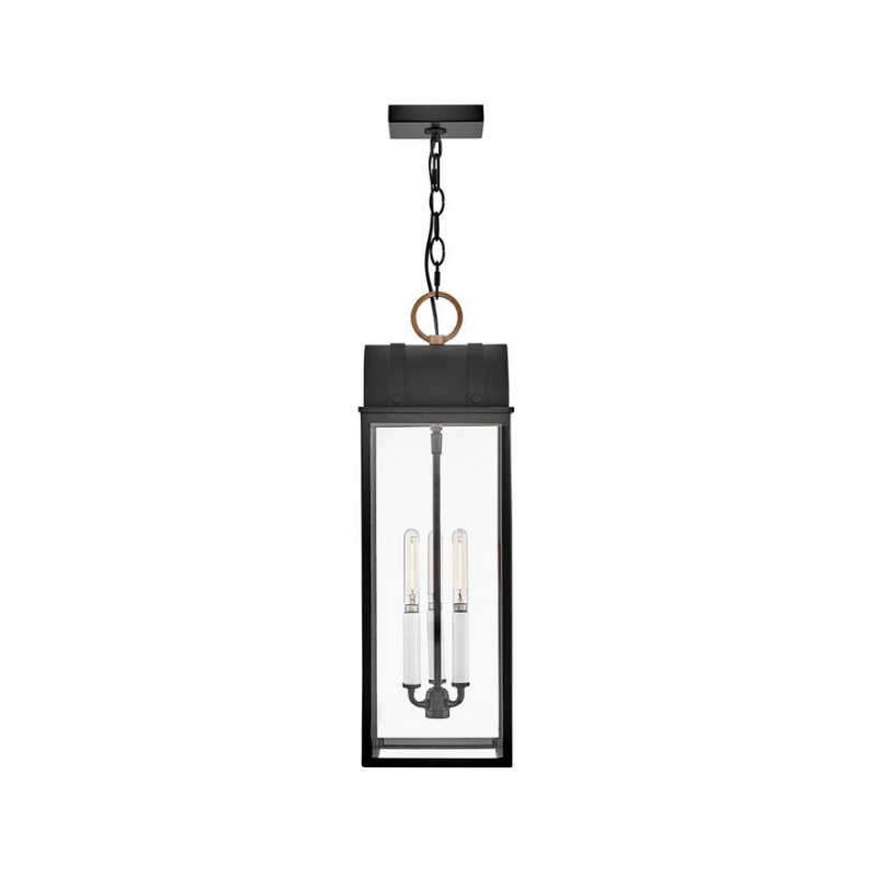 Hinkley 10662 Catalina 3-lt 8" LED Hanging Lantern - Black with Burnished Bronze accents