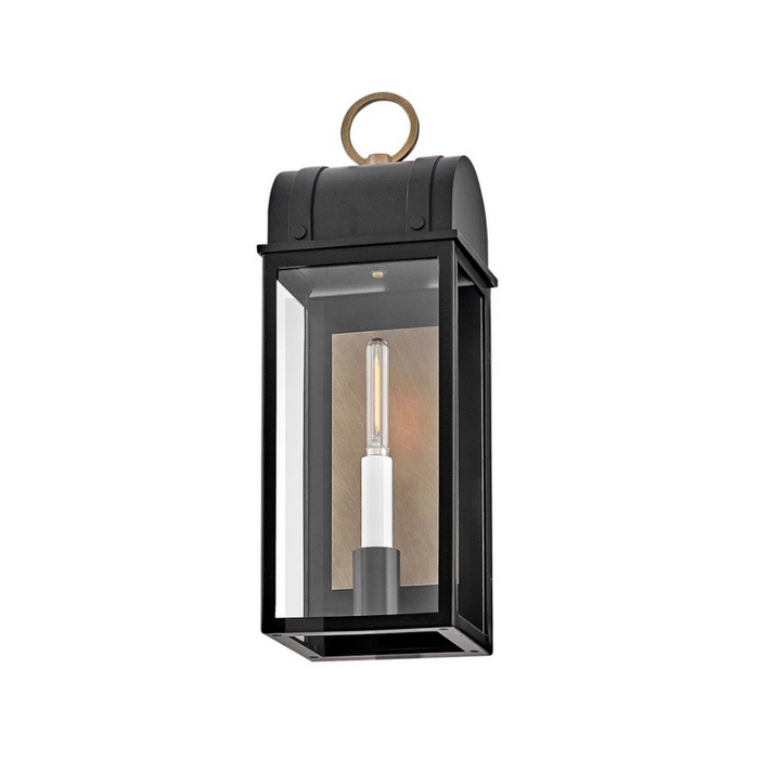 Hinkley 10660 Campbell 1-lt 16" Tall LED Outdoor Wall Mount Lantern - Black with Burnished Bronze accents
