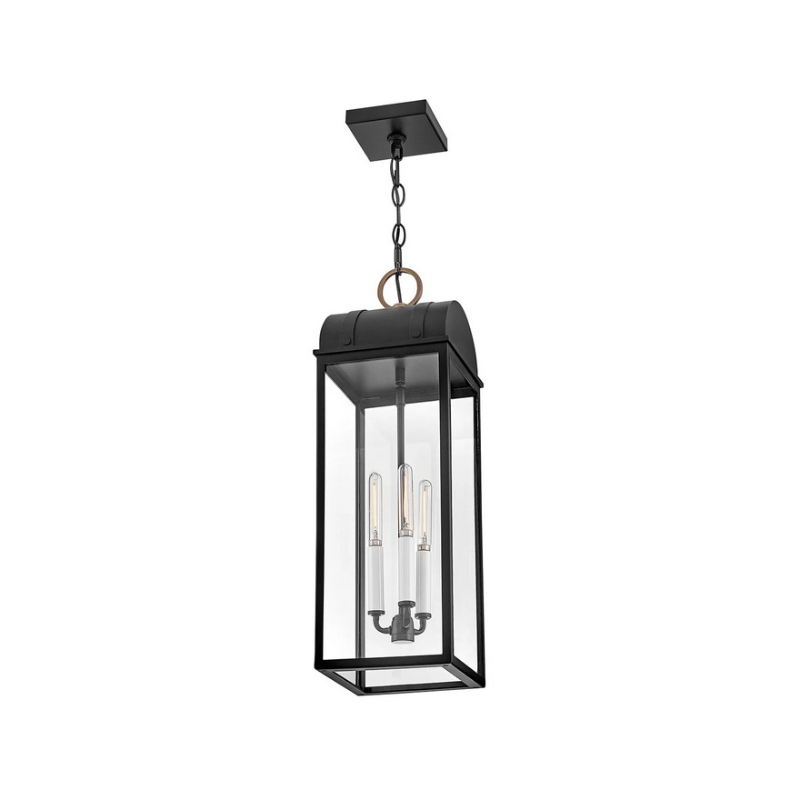 Hinkley 10662 Catalina 3-lt 8" LED Hanging Lantern - Black with Burnished Bronze accents