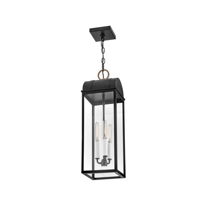 Hinkley 10662 Catalina 3-lt 8" LED Hanging Lantern - Black with Burnished Bronze accents