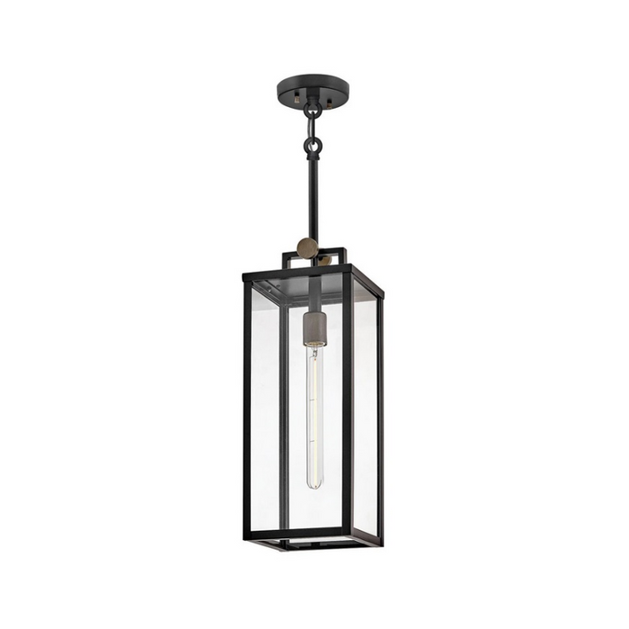 Hinkley 23012 Catalina 1-lt 8" LED Hanging Lantern - Black with Burnished Bronze accents