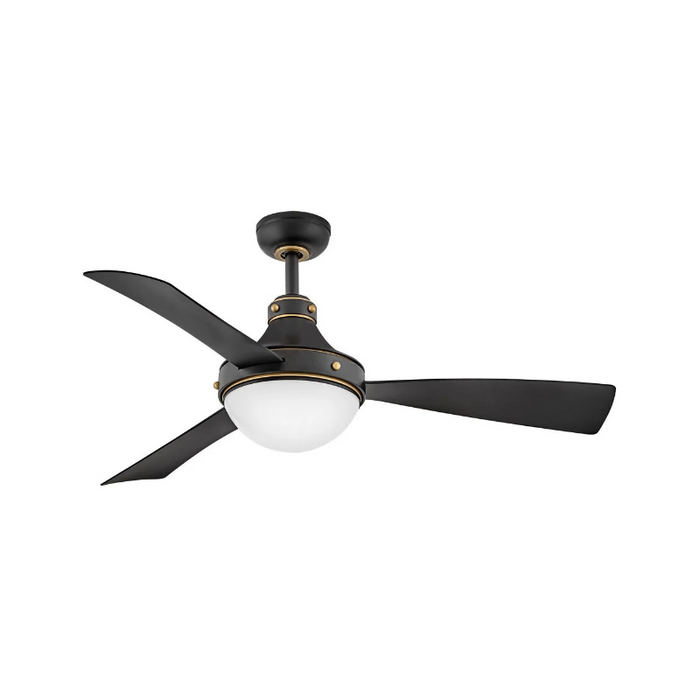 Hinkley 905950F Oliver 50" Ootdoor Ceiling Fan with LED Light Kit - Matte Black with Heritage Brass accents