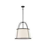 Hinkley 4895 Clarke 4-lt 25" LED Chandelier, Linen Shade - Black